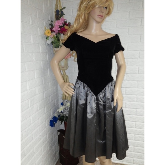 velvet and taffeta dress